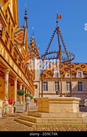 Hospice de Beaune, Hotel Dieu in Beaune, Burgund in Frankreich. Stockfoto