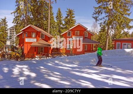 Alpin Hotel Chalets in Borovets Ski Station in der Nähe von Samokov, Bulgarien. Stockfoto