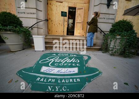 Ein aufgetretener Ralph Lauren Store an der Madison Avenue in New York City. Stockfoto