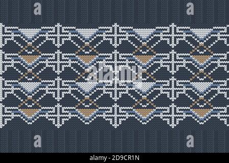 Vektor nahtlose nordische Strickmuster in blau, weiß, braun Farben Stock Vektor