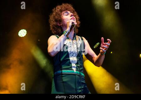 Madrid, Spanien. 13. Juli 2019: Josh Kiszka von Greta Van Fleet tritt beim MadCool Festival in Madrid auf. Juli 13, 2019. Bild: Oscar Gil/Alfa Ima Stockfoto