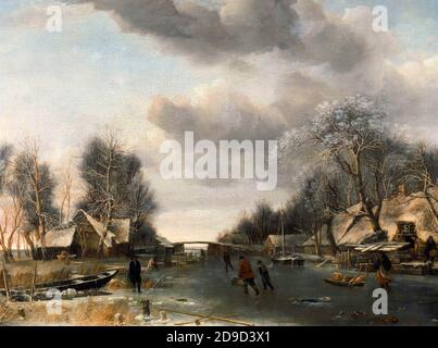 Winterszene - Jan van de Cappelle, um 1652 Stockfoto