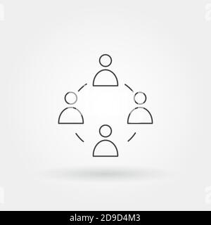 Team Circle einzelnes isoliertes Symbol mit moderner Linie oder Umriss Stil Stock Vektor