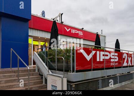 Valencia, Spanien. November 2020. Blick auf das VIPs Restaurant und Logo im Osito La Eliana Einkaufszentrum. Kredit: Xisco Navarro/SOPA Images/ZUMA Wire/Alamy Live Nachrichten Stockfoto