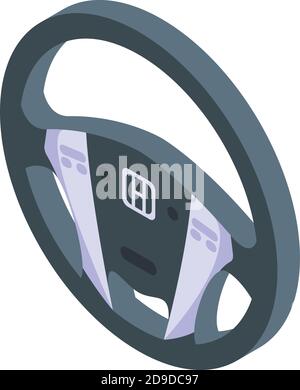 Symbol für das Lenkrad des Fahrzeugs. Isometrisches Auto Lenkrad Vektor-Symbol für Web-Design isoliert auf weißem Hintergrund Stock Vektor