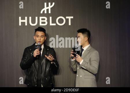 Oho Ou, chinesischer Schauspieler und Sänger, zeigt sich bei einer Veranstaltung zum 40-jährigen Jubiläum der Uhrenmarke Hublot in Shenyang City, Nordost C Stockfoto