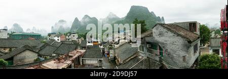 Die fröhliche Ping-Stadt in Guangxi guilin yangshuo County Stockfoto