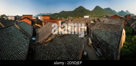 Die fröhliche Ping-Stadt in Guangxi guilin yangshuo County Stockfoto