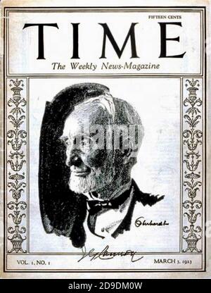 Time Magazine, Band 1 Ausgabe 1, 3. März 1923 das Cover zeigt den Sprecher des Repräsentantenhauses der Vereinigten Staaten - Joseph G Cannon Stockfoto