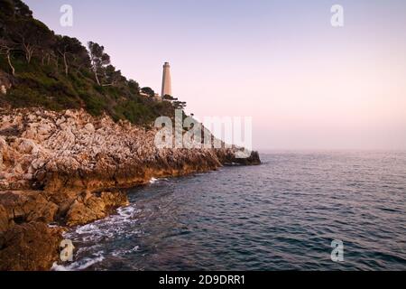 Geographie / Reisen, Frankreich, Saint-Jean-Cap-Ferrat, Leuchtturm am Cap Ferrate, Französische Riviera, Additional-Rights-Clearance-Info-not-available Stockfoto