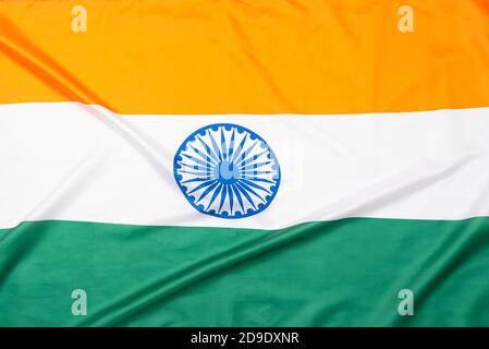 Indien Flagge, Stoff Indische Flagge, Textur oder Hintergrund Stockfoto