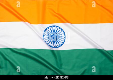 Indien Flagge, Stoff Indische Flagge, Textur oder Hintergrund Stockfoto