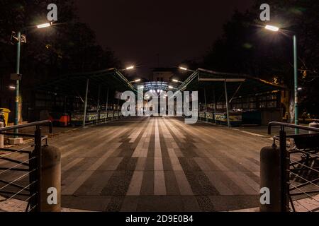 Isola della Pescheria kleine Insel Zone von Fischmarkt in Stadtzentrum bei Nacht Treviso Italien Stockfoto