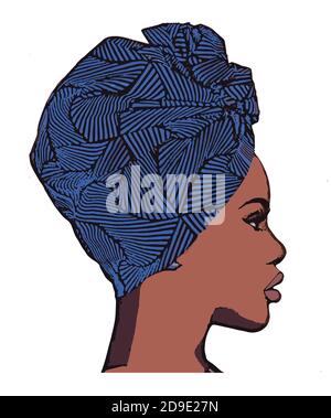 Schöne schwarze Frau in einem Turban. Stock Vektor