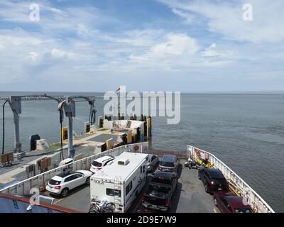 Der Bug der Fähre von Cape Henloopen nach Cape May. Stockfoto