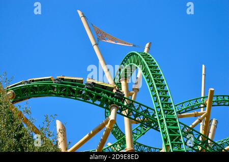 Detail der Cobra's Curse Achterbahn in Busch Gardens Tampa Stockfoto