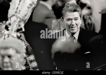 Präsident Ronald Wilson Reagan in der City of London Stockfoto