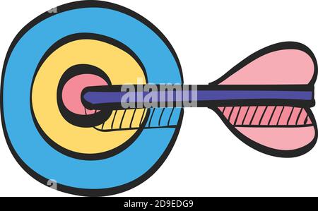 Pfeil Bullseye Symbol in Farbe Zeichnung. Business Sport Zielstrategie Stock Vektor