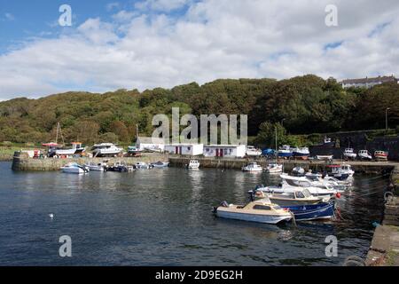 Boote in Dunure Harbour bei Ayr Scotland bei Sommersonne. Stockfoto