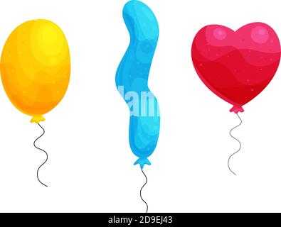 Bunte Luftballons Cartoon Illustrationen Set Stock Vektor