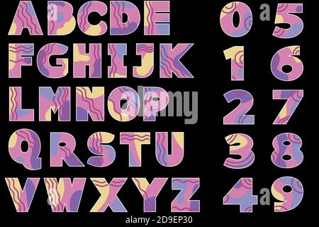 vektor-Alphabet und Zahlen im Retro-Stil. Stock Vektor