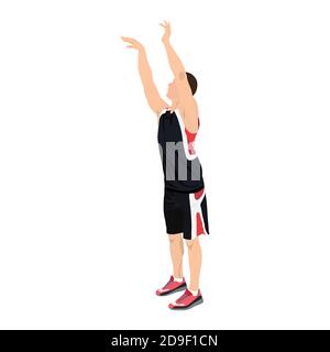 Professionelle Basketballspieler schießen Ball in den Reifen, Vektor-Illustration Stock Vektor