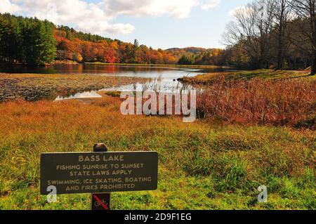 Es ist leicht, sich in die wunderschönen Herbstfarben und die Landschaft der wunderschönen Blue Ridge Appalachian Mountains in North Carolina zu verlieben. Stockfoto