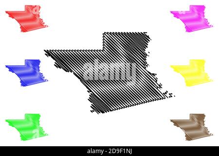 Grant County, Louisiana (US-County, Vereinigte Staaten von Amerika, USA, USA, US) Karte Vektor Illustration, scribble Skizze Grant Parish Karte Stock Vektor