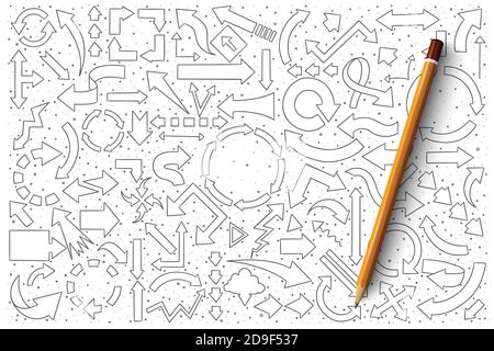 Pfeile Doodle Vektor gesetzt Stock Vektor