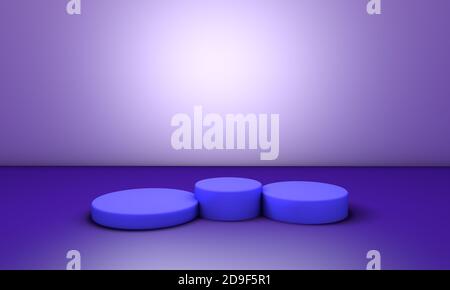 Blaues Podium auf blauem Hintergrund. 3d-Illustration. Stockfoto