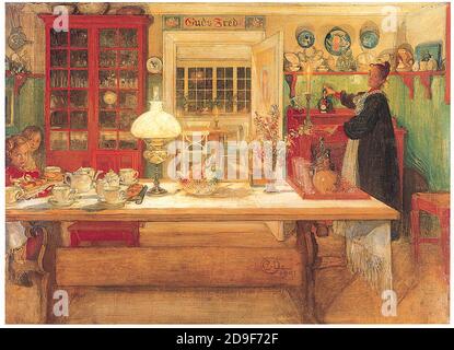 Carl Larsson Weihnachten Illustrationen. Weihnachten im alten Stil auf Vintage-Art. Stockfoto