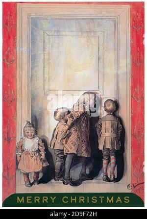 Carl Larsson Weihnachten Illustrationen. Weihnachten im alten Stil auf Vintage-Art. Stockfoto