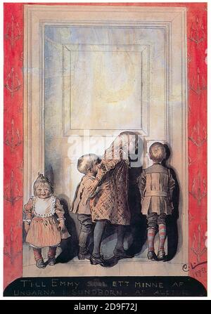 Carl Larsson Weihnachten Illustrationen. Weihnachten im alten Stil auf Vintage-Art. Stockfoto