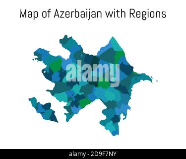 Landkarte von Aserbaidschan mit Regionen EPS 10. Vektorkarte Republik Aserbaidschan Stock Vektor