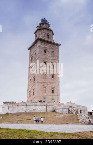 Der Turm des Herkules, der älteste Leuchtturm in Spanien, La Coruña, Galizien, Spanien, Europa Stockfoto