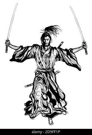 Samurai mit Schwert - Vektor-Illustration Stock Vektor