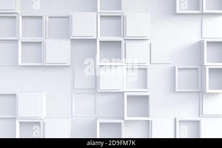 Abstrakte geometrische Design mit Würfel Struktur.White Cubes Hintergrund.3d-Illustration Stockfoto