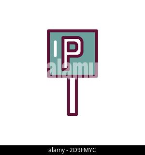 Symbol für die farbige Linie des Schildes für öffentliche Parkplätze. Isoliertes Vektorelement. Stock Vektor
