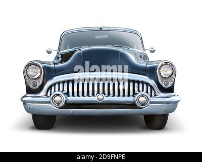 Klassische amerikanische Auto Vorderansicht isoliert auf weißem Hintergrund Stockfoto