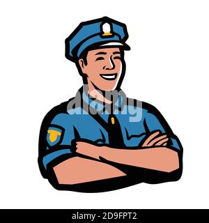 Symbol für den Polizeibeamten. Polizist, Wachmann Emblem Vektor-Illustration Stock Vektor