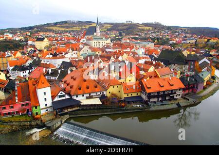 Die Dächer von Cesky Krumlov, Tschechische Republik Stockfoto