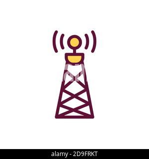 Symbol für die Farblinie des Satellitenbildturms. Isoliertes Vektorelement. Stock Vektor