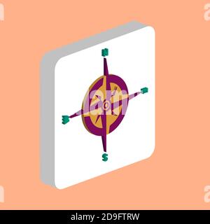Kompass einfachen Vektor icon. Abbildung: Symbol Design Template für web mobile UI-Element. Perfekte Farbe isometrische Piktogramm auf 3d-weißes Quadrat. Compa Stock Vektor