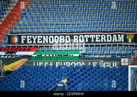 ROTTERDAM, NIEDERLANDE - NOVEMBER 05: Banner des Feyenoord Rotterdam in De Kuip während einer Trainingseinheit vor dem UEFA Europa League Spiel zwischen Feyenoord und CSKA Moskau am 22. Oktober 2020 in Rotterdam, Niederlande (Foto: Yannick Verhoeven/Orange Pictures) Stockfoto