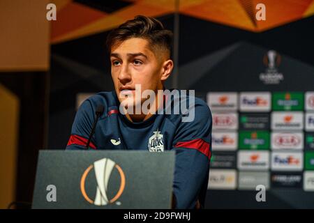 ROTTERDAM, NIEDERLANDE - 05. NOVEMBER: Konstantin Maradishvili vom CSKA Moskou bei einer Pressekonferenz vor dem UEFA Europa League Spiel zwischen Feyenoord und CSKA Moskau am 22. Oktober 2020 in Rotterdam, Niederlande (Foto: Yannick Verhoeven/Orange Pictures) Stockfoto