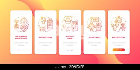 UI- und UX-Designschritte Onboarding der mobilen App-Seite Bildschirm Mit Konzepten Stock Vektor