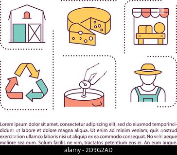 Käseverarbeitungskonzept-Symbol mit Text Stock Vektor