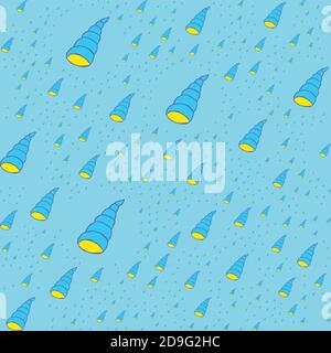 Seashell nahtloses Muster auf dem cyan Hintergrund Stock Vektor