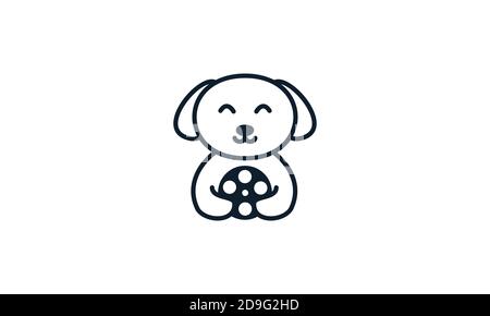 Hund mit Film Linien Logo Vektor Symbol Design Stock Vektor