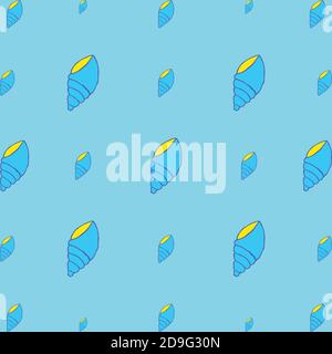 Seashell nahtloses Muster auf dem cyan Hintergrund Stock Vektor
